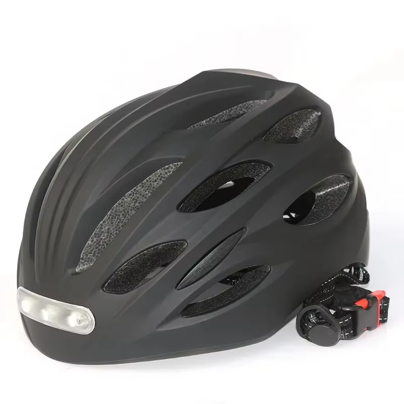 Casque de vélo ventilé à LED avec lumière d'avertissement, casque de sécurité lumineux pour adulte, 