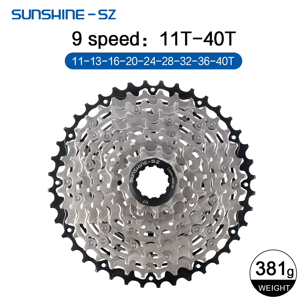 Sunshine 9/10/11/12S 11T-40/42/44/45/46/48/50/52T Cassette de VTT ultralégère pour volant d'inertie