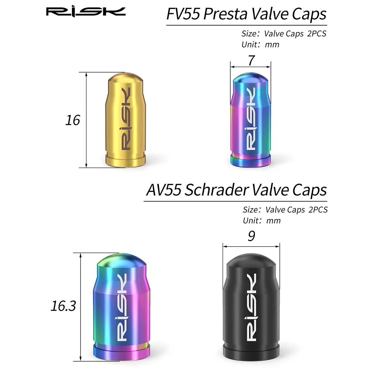 Risk – capuchon de Valve Presta Schrader pour vélo de route et vtt, étanche à la poussière, couvercl