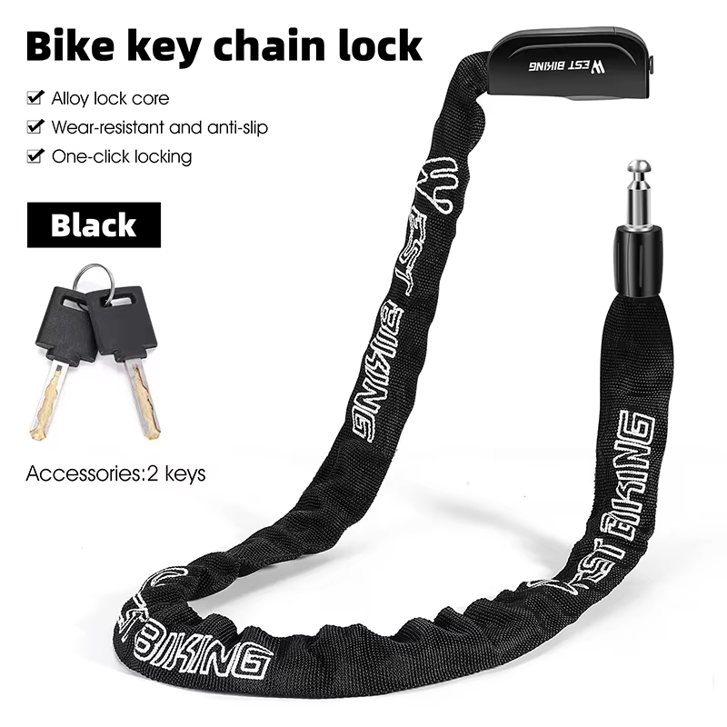 WEST BIKING – serrure de vélo Portable, antivol, légère, chaîne de sécurité avec 2 clés, accessoires