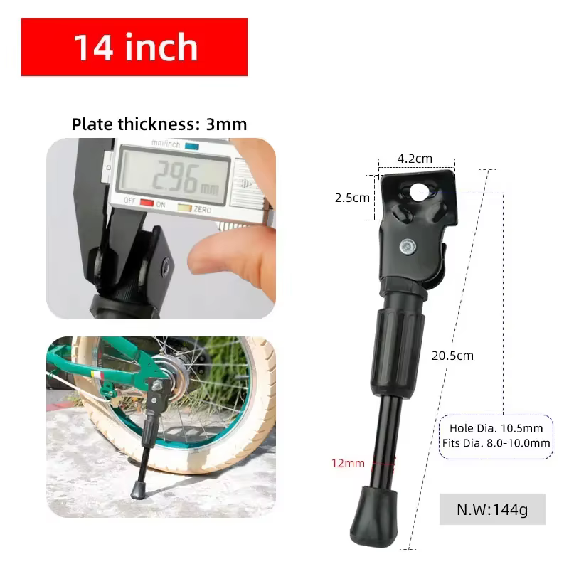Béquille de vélo pour enfants, Support de stationnement robuste pour roues de 12 14 16 18 20 pouces,