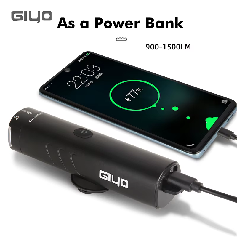 Giyo-Eclairage avant de vélo, lampe de sauna, lentille rotative, charge USB, étanche, antireflet, no