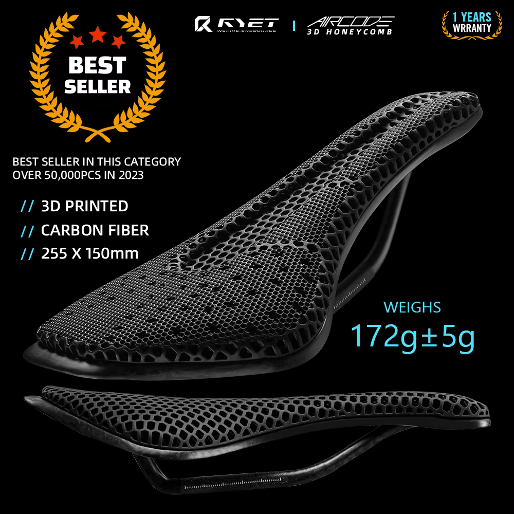 RYET selle entièrement en carbone imprimé 3D ultraléger creux confortable respirant vtt vélo de cour