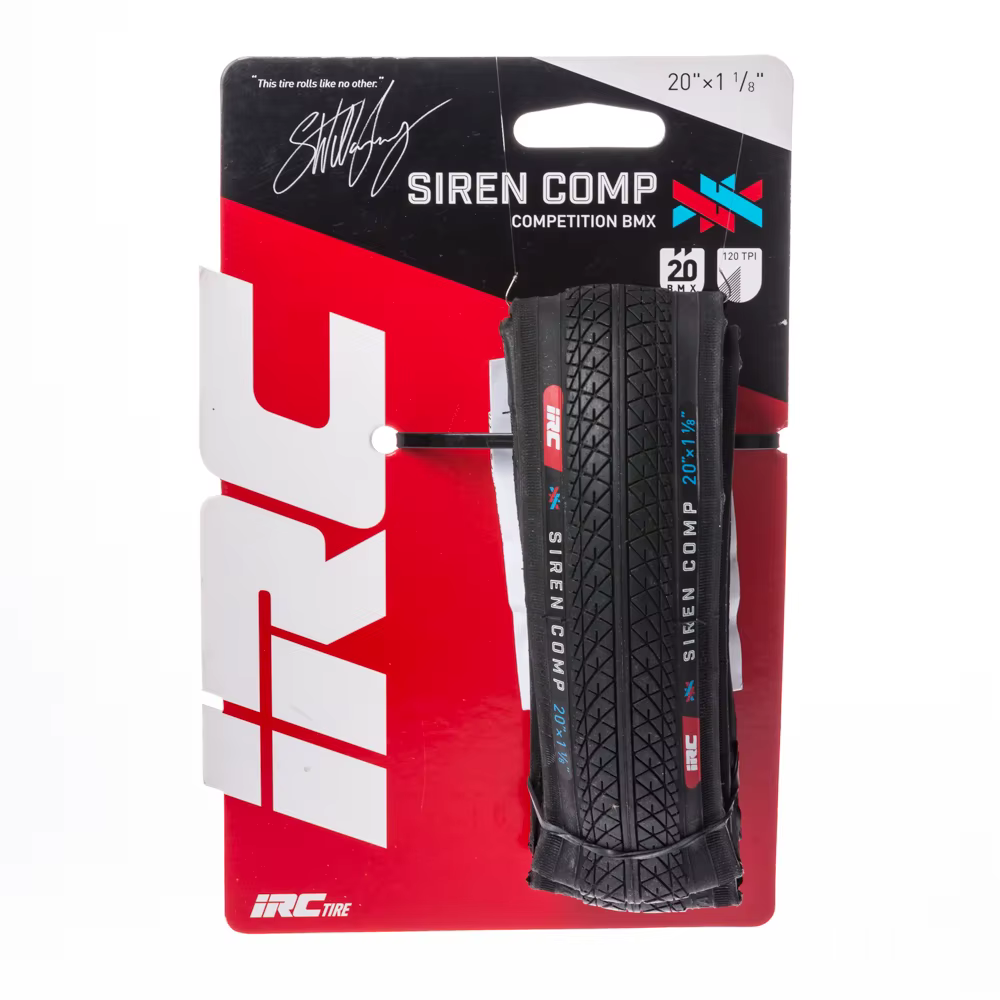 IRC Siren Comp Pneu Vélo Pliable, 20x50/1, 20x1, 1/8, 28-451, Noir, Marron, 120Tpi, BMX