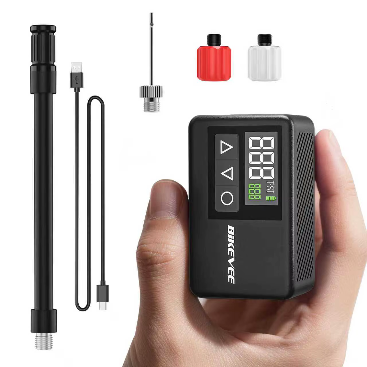 Pompe à air électrique portable mini 120 PSI avec gonflage rapide, arrêt automatique, jauge numériqu