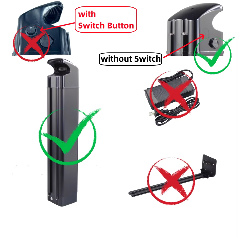 Volt Kensington étape à travers la batterie de vélo électrique batterie poisson argenté 36V 8Ah 10Ah