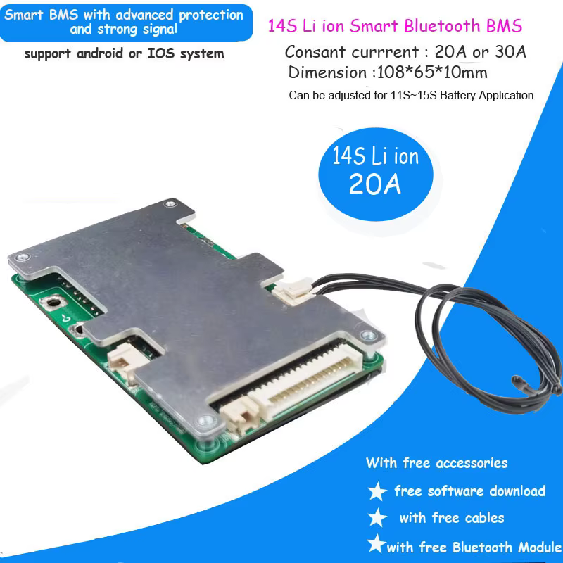 Batterie articulation ion 14S, 58.8V, logiciel Bluetooth intelligent, BMS avec courant constant de 2