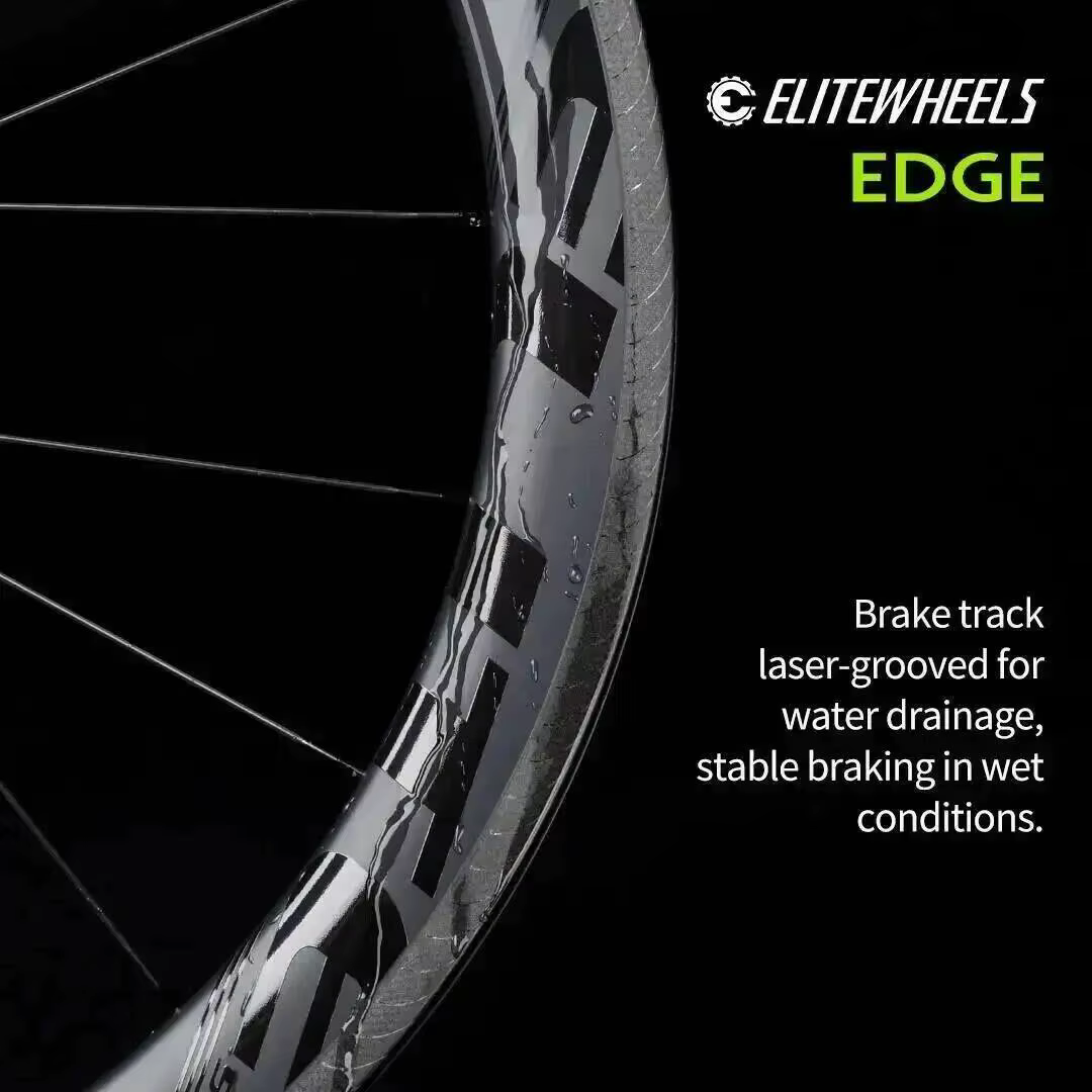ELITEWHEELS EDGE – paire de roues ultralégères en carbone 1291g pour vélos de route, frein de jante