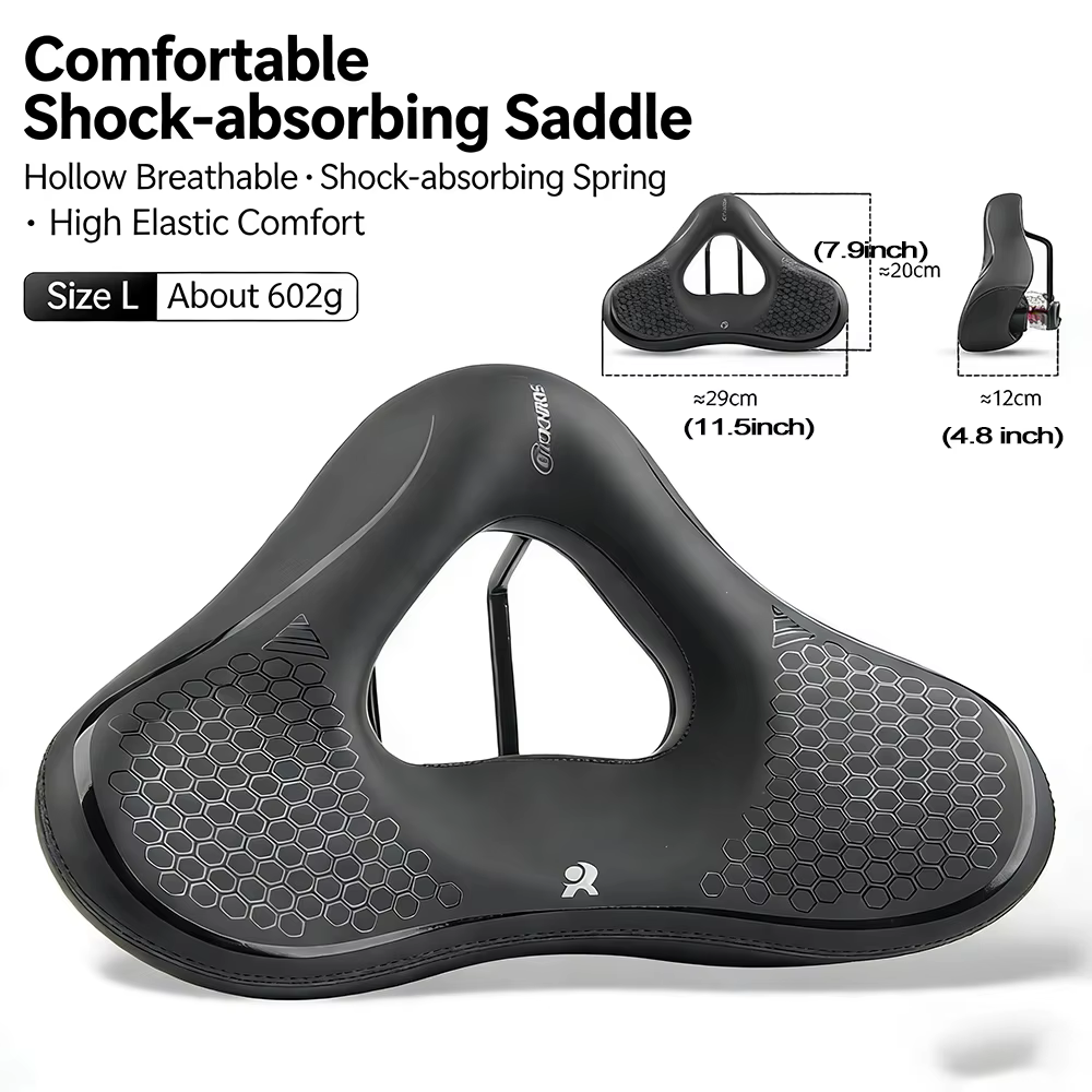 Selle de vélo, absorption des chocs hautement élastique, épaisse, douce, ergonomique, creuse et resp