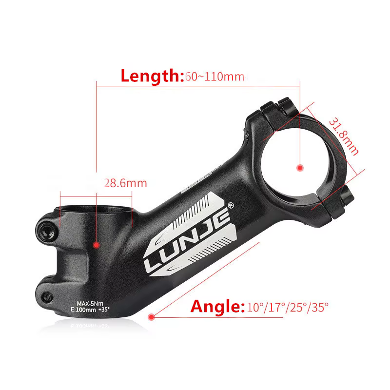 Tige de puissance de vélo ultralégère 10 ° /17 ° /25 ° /35 °   Tige de vélo de route vtt 31.8, tige 