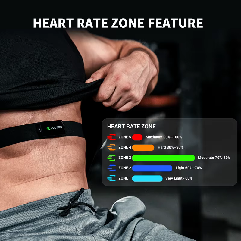 COOSPO H9Z moniteur de fréquence cardiaque Rechargeable sangle pectorale Bluetooth5.0 ANT + capteur