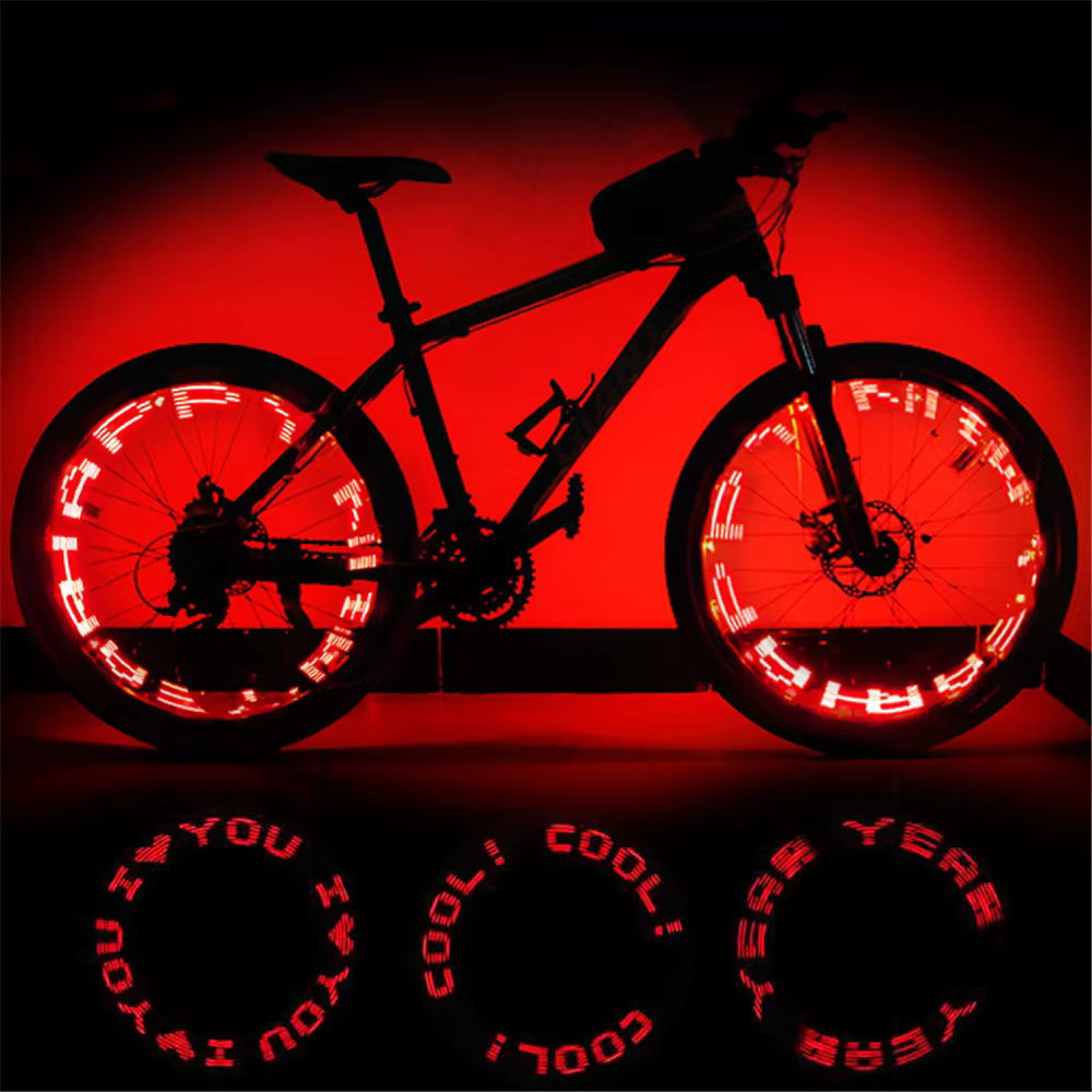 Lettre bouchons de Valve de pneu lumière roue de vélo lampe à rayons 7 couleurs Double face lumière 