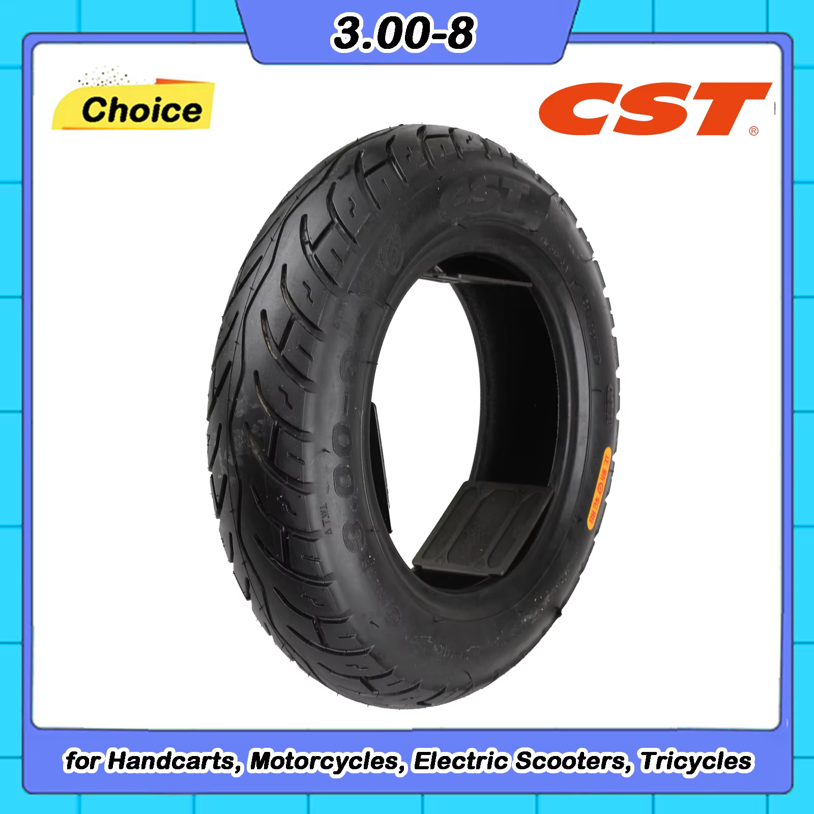 Pneu tubeless CST 3.00-8 pour scooters à essence et électriques, véhicules d'entrepôt, mini-motos, c