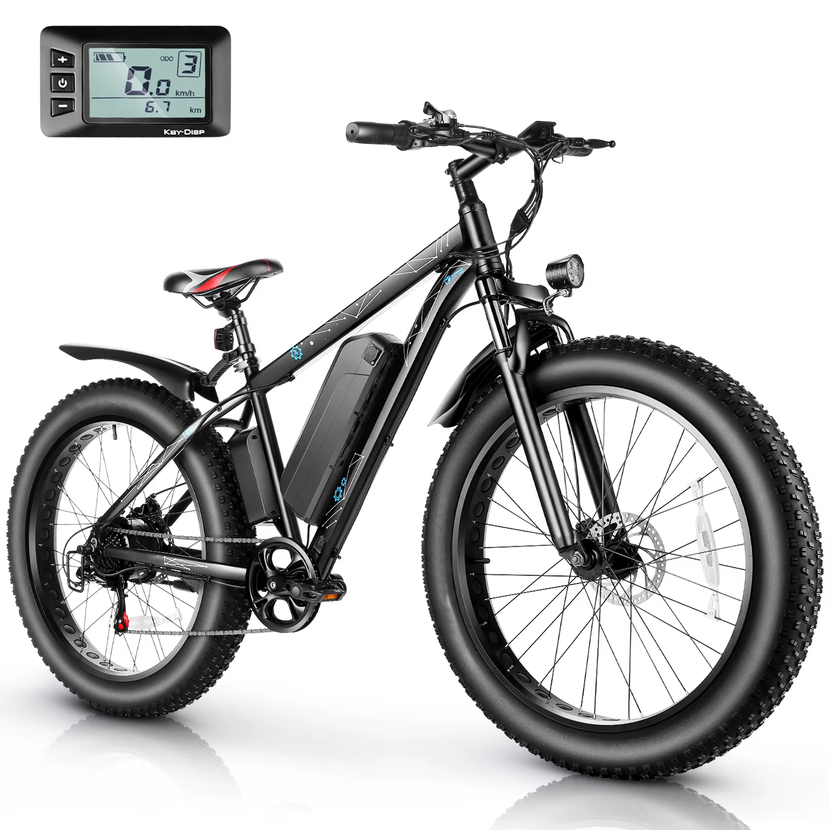 Vélo électrique Vivi F26FUL 26" x 4.0 Fat Tire avec moteur 500W, batterie amovible 48V 13Ah, 7 vites