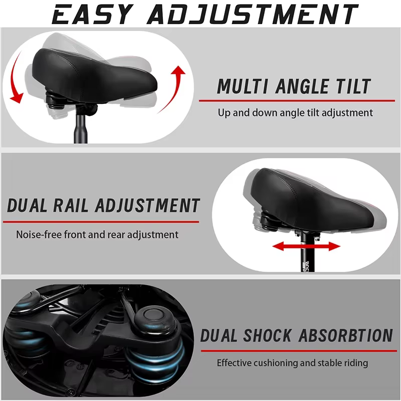 BUCKLOS selle de vélo surdimensionnée absorption des chocs élargir épaissir selle de vélo ergonomiqu