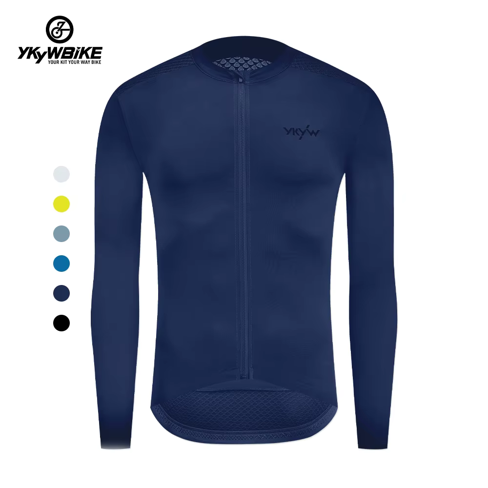 YKYW Maillot de cyclisme à manches longues pour hommes Chemise de course de vélo Pro Team Riding Bik
