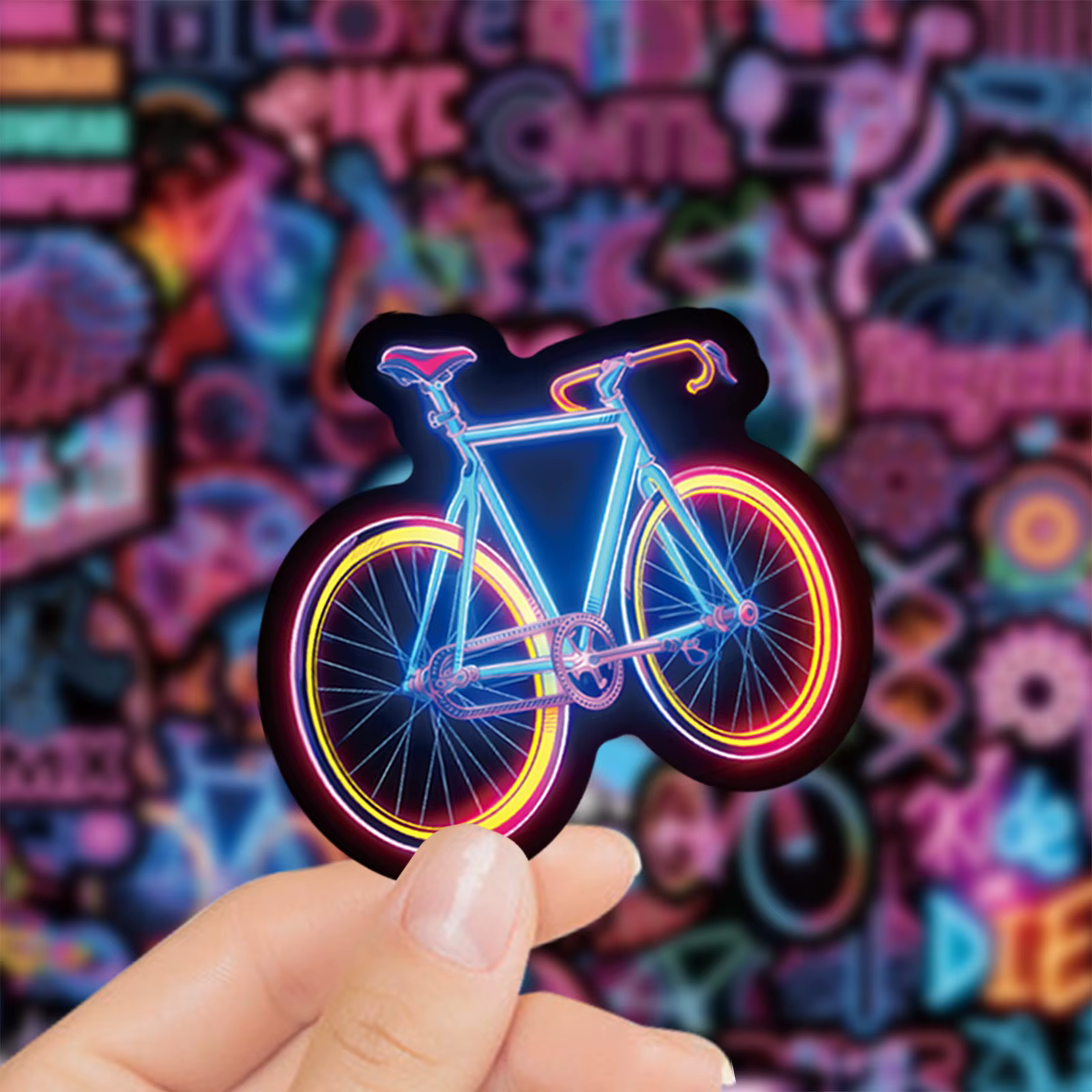 Autocollants de dessin animé pour vélo, style néon, Graffiti, décoration amusante pour sports de ple