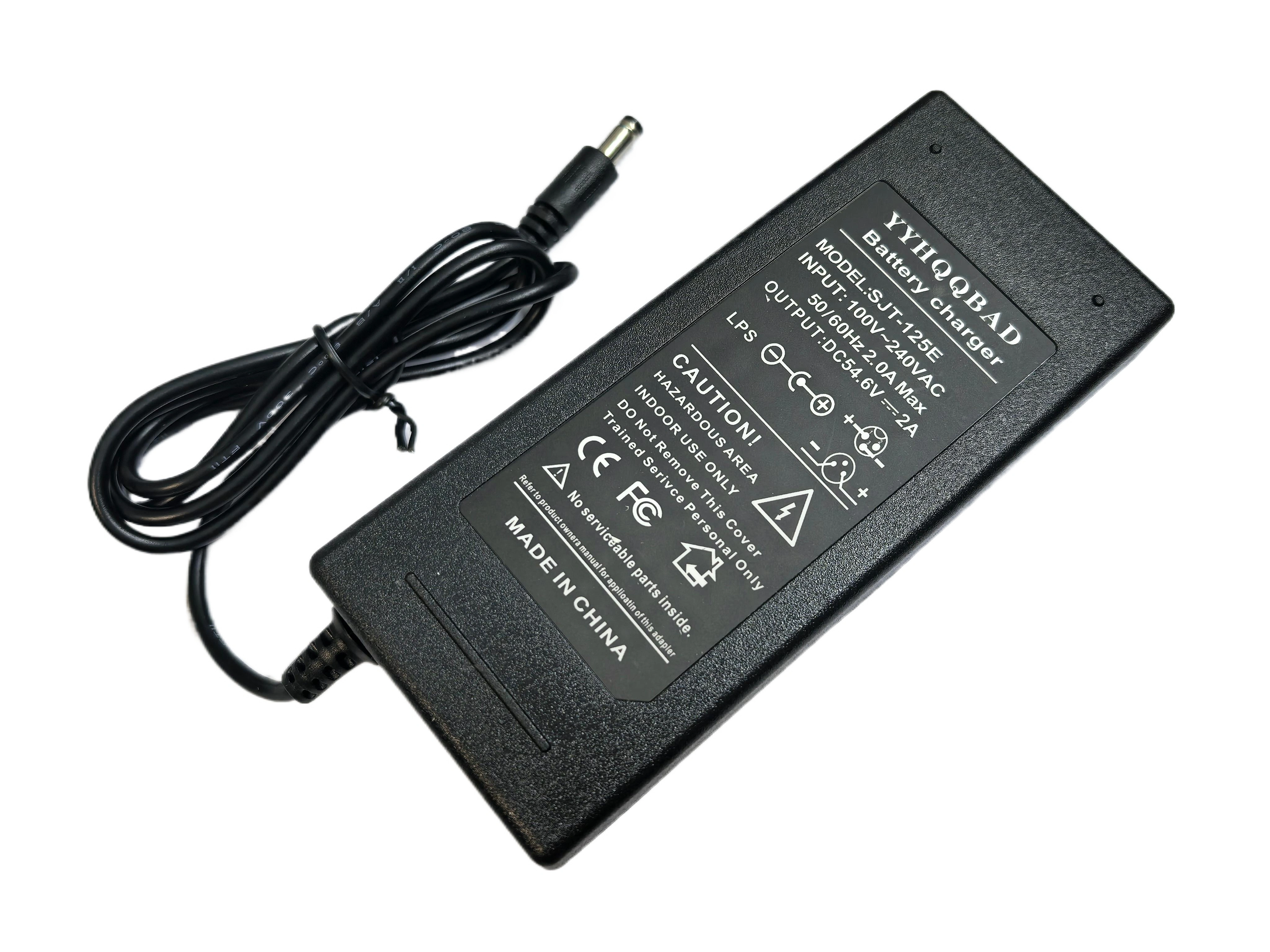 Chargeur 54.6V 2A pour batterie li-ion 48V, prise/connecteur DC pour batterie de vélo électrique au