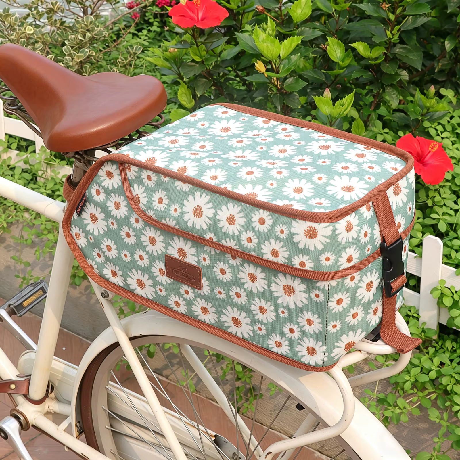 Sac de porte-bagages arrière pour vélo TOURBON en toile, sac isotherme imperméable de 14 L, sacoche 