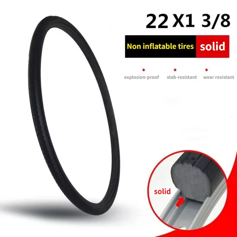 Pneus de vélo sans air, pneus solides pour vélo 20/24/26 pouces x 1.50/1.95/1 3/8, pneus solides ant