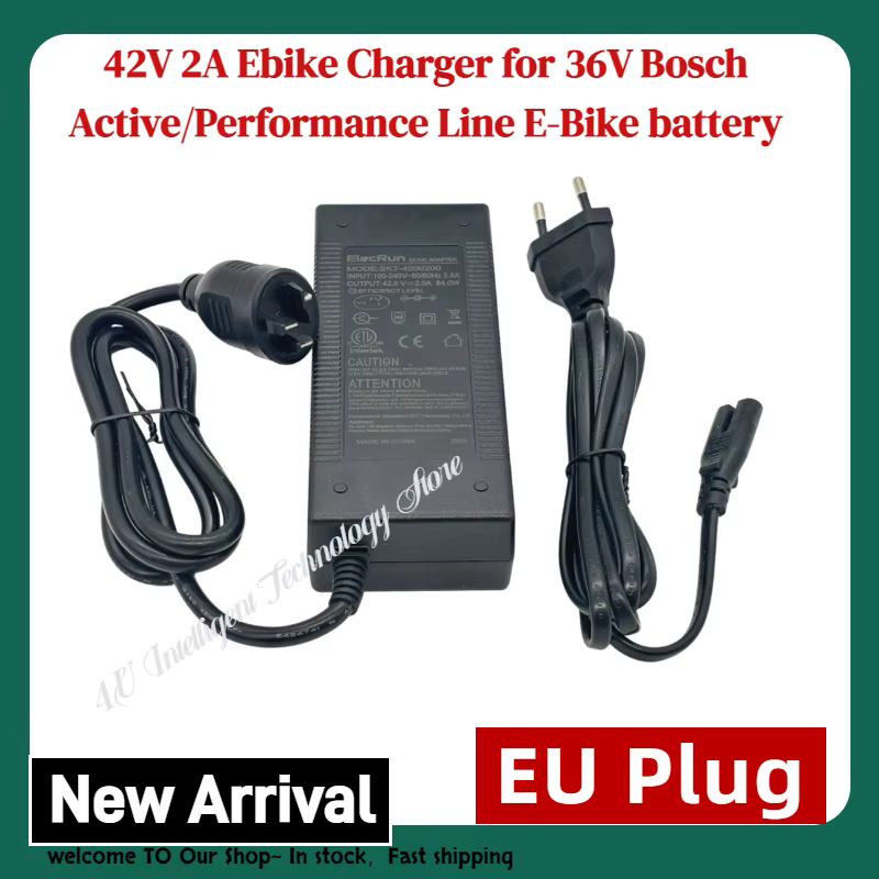 Chargeur de vélo électrique Elecrun 42V 2A compatible avec les batteries Bosch Active/Performance Li