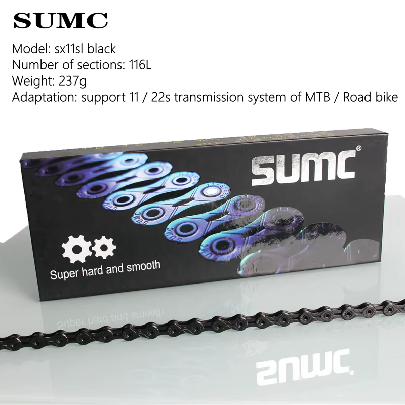 Chaînes de vélo SUMC X11SL X12SL, chaînes de vélo de route VTT, chaînes diamantées ultralégères pour