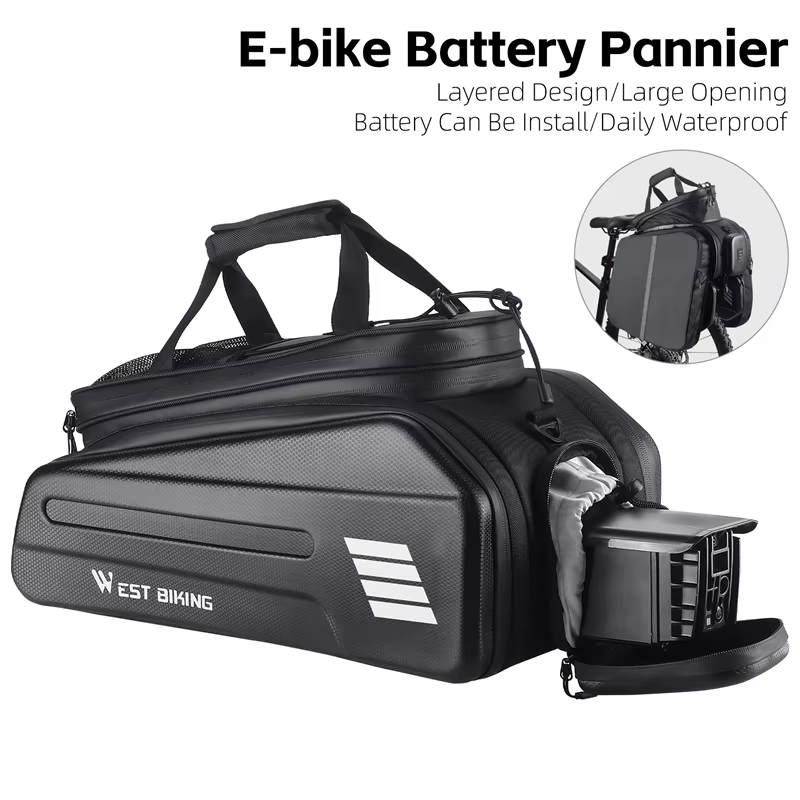 WEST BIKING-Sac Electrolux pour batterie de vélo électrique, sacoche extensible, sac arrière T1, pas