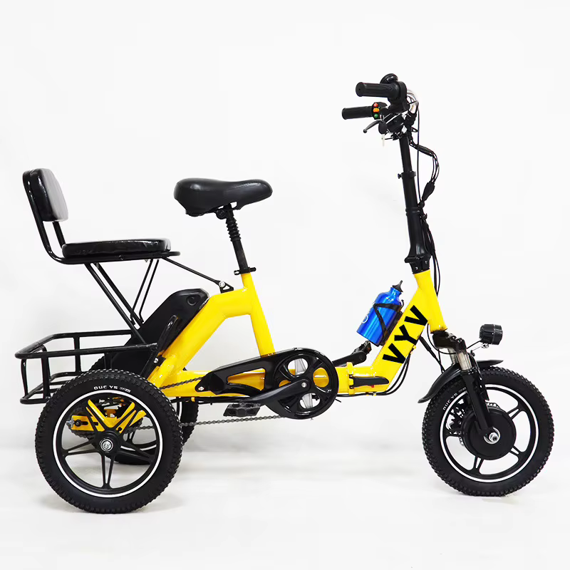 14 pouces 3 roues vélo électrique pliable femmes ville avec siège enfant 48V Mini Tricycle électriqu
