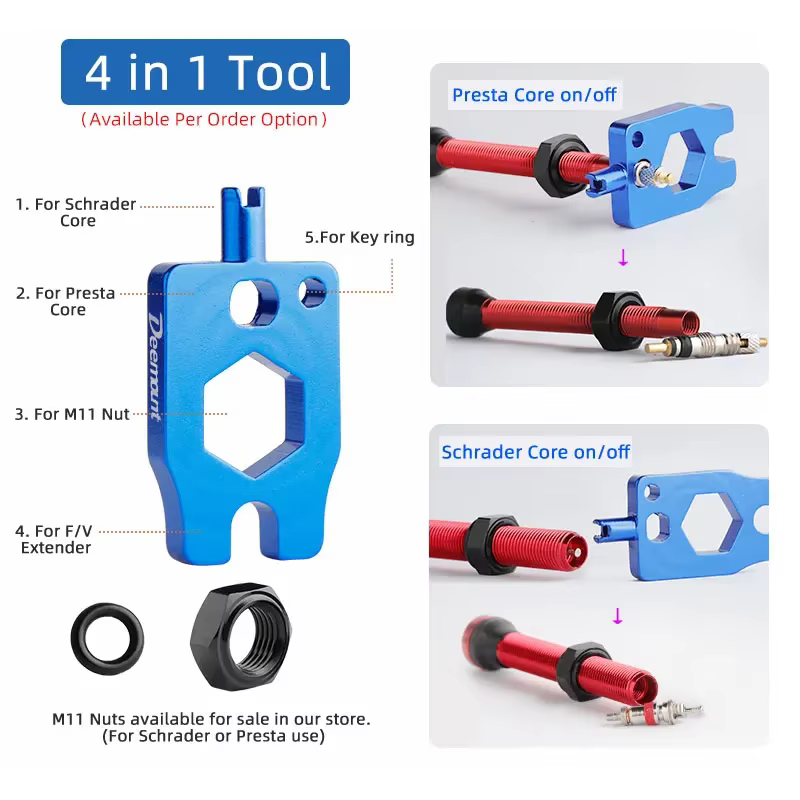 Deemount 2 pièces 40/60/80mm tige de Valve Presta/FV pour pneu Tubeless vtt vélo de route vélo sans 