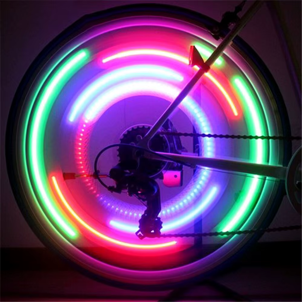 Roue de feu à vent pour vélo de montagne, roue de feu, lampe à rayons, jante lumineuse, lumière de r