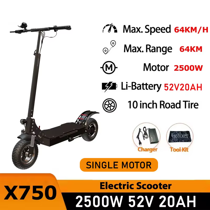 Trottinette électrique à moteur simple/double 2500W/3000W, vitesse élevée 64KM/H, frein à disque, pl