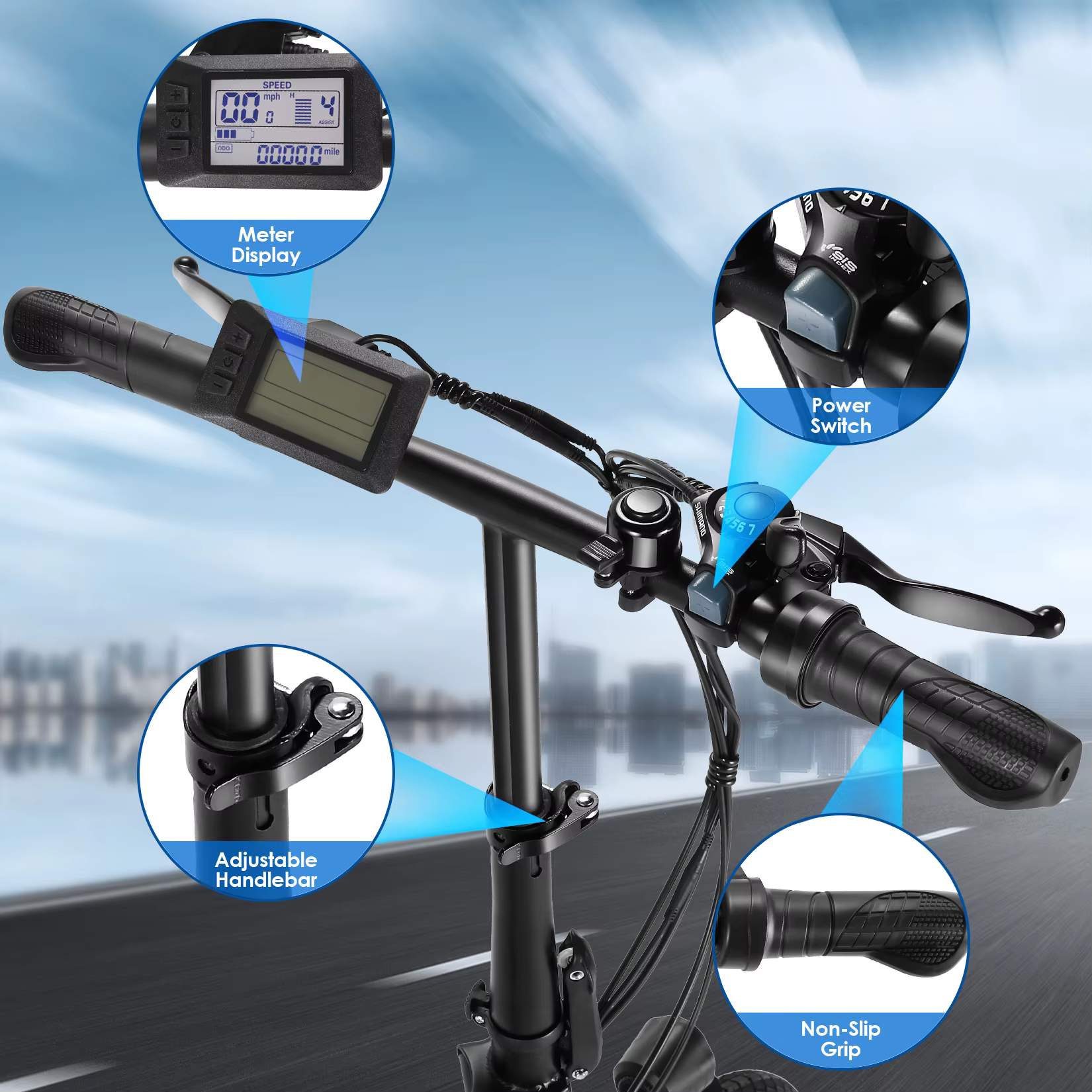 Vélo électrique pliant Step-Through Cruiser, moteur injuste, batterie perfective, système à 7 vitess