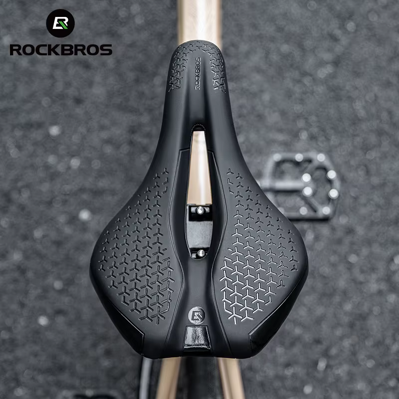 ROCKBROS selle de vélo creux respirant antichoc siège de cyclisme PU coussin en cuir antidérapant lé