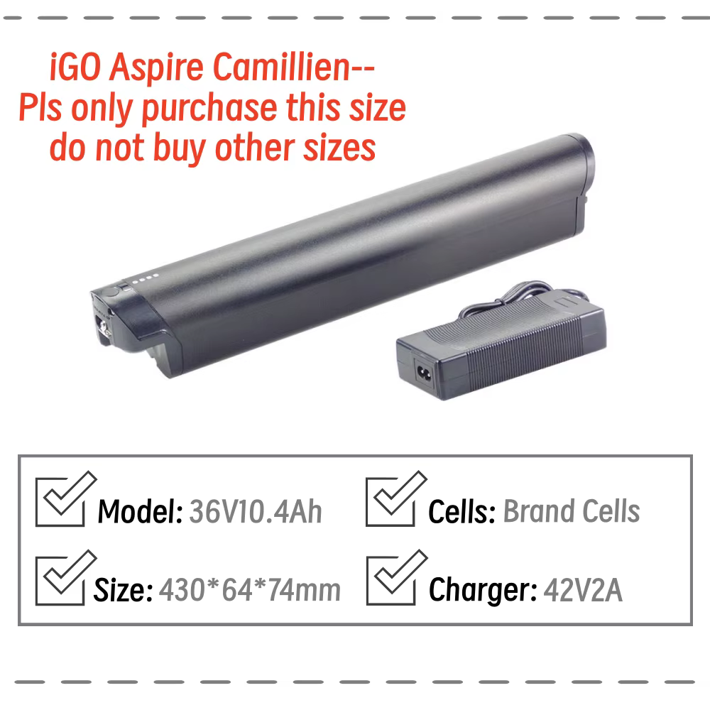Batterie iGO Core Extreme 3.0 3.1 EZ 36V 10.5Ah 48V 12Ah 14Ah pour iGO Core Elite 3D 3HD 3DHD Metro 
