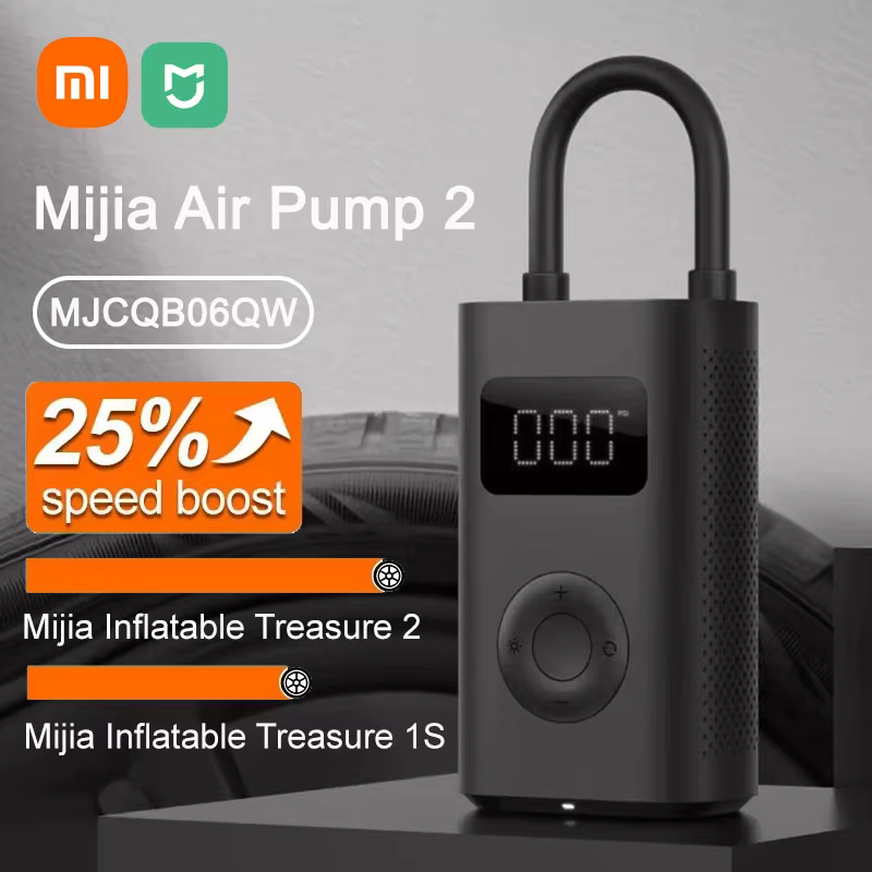 Xiaomi Mijia Air Pump 2 pour vélos et balles, préréglage numérique de la pression des pneus, arrêt a