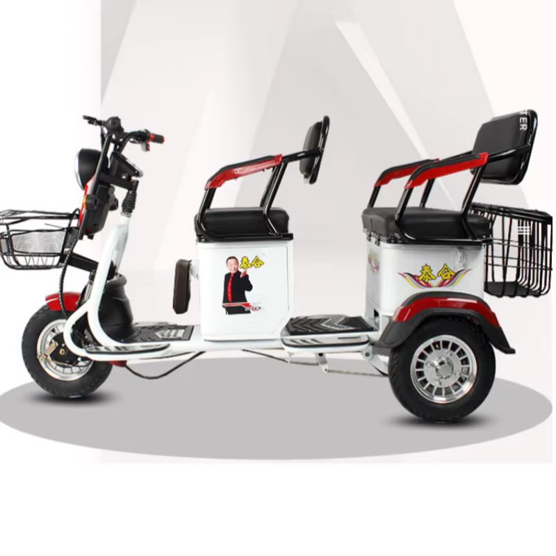 Scooter électrique Parents et enfants de 14 pouces, pour 3 sièges adultes, Tricycle Cargo électrique
