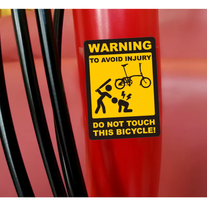 Autocollant de cadre de vélo de route avec signe d'avertissement, pour tube supérieur, étanche, tend