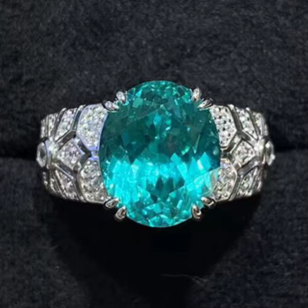 Vinregem – bague de cocktail en argent sterling 925 pour femmes, coupe ovale, tourmaline Paraiba, di