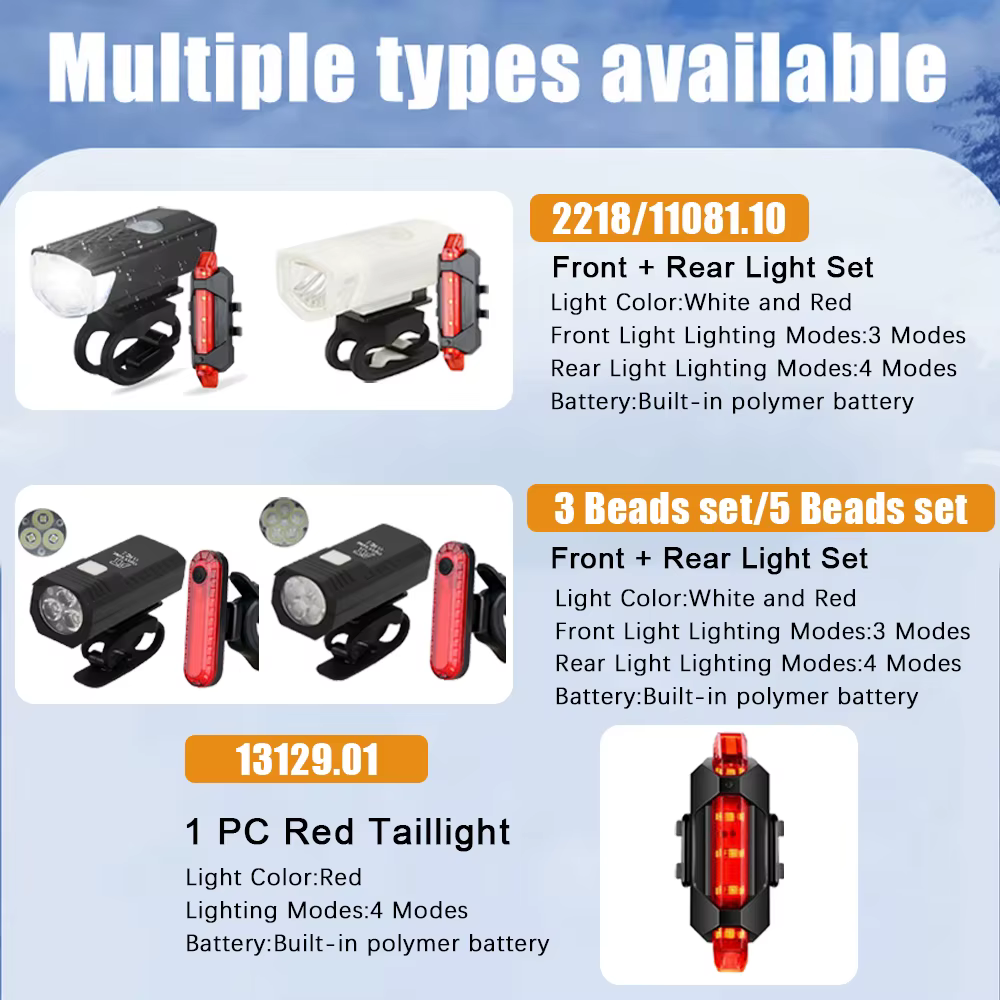 Feu avant de vélo Rechargeable USB, feu arrière rouge, facile à installer, 3 Modes, accessoires de v