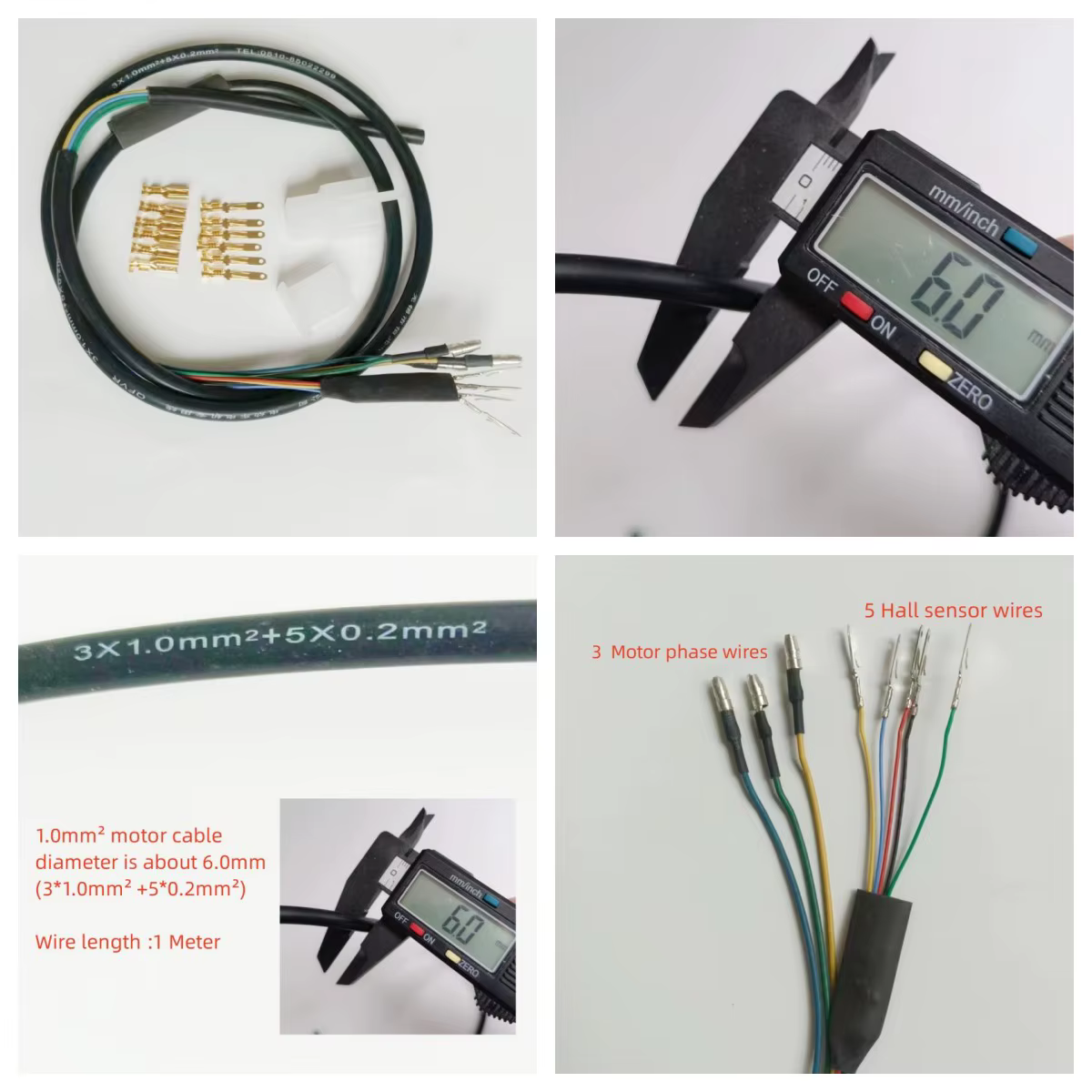 Fil de moteur de vélo électrique avec connecteur de balle, ligne de moteur de scooter électrique, câ