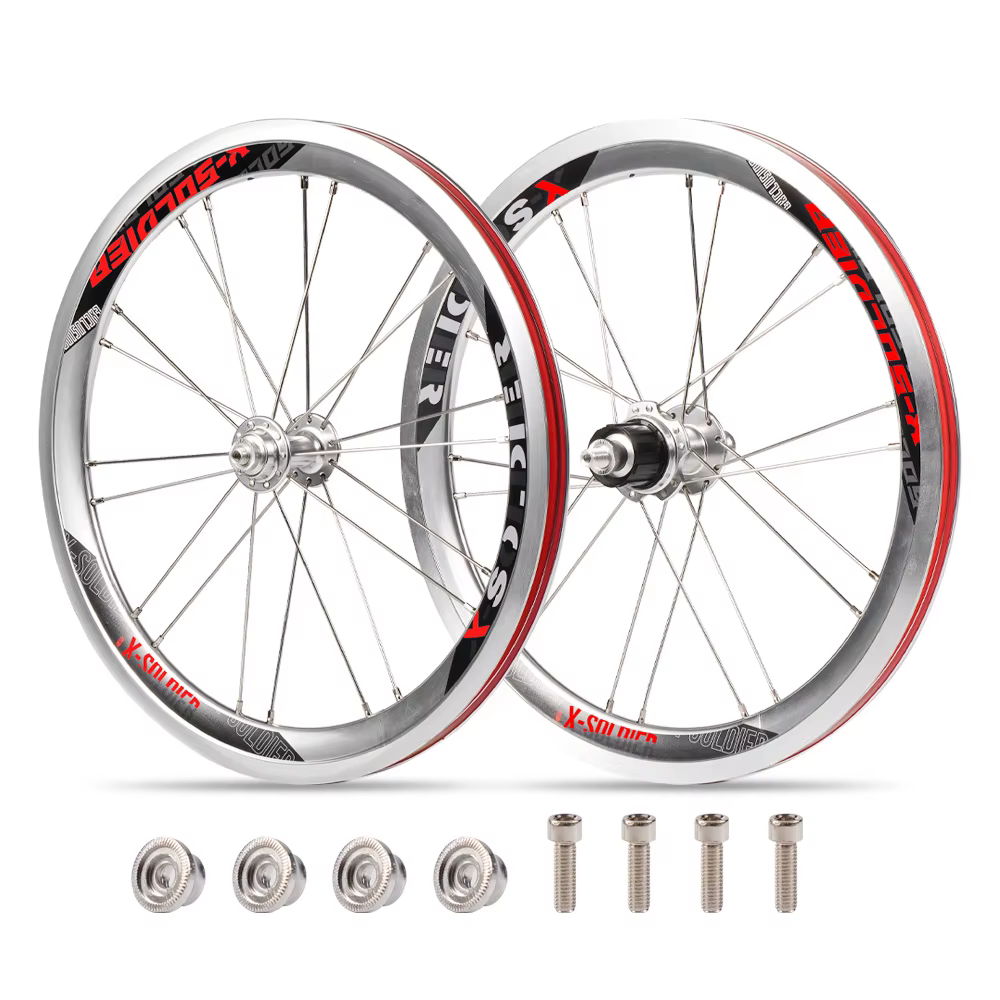 Paire de roues de vélo CNC pour roues de frein Brompton Bike V, 16 "349 avant 74mm arrière 112mm, Co