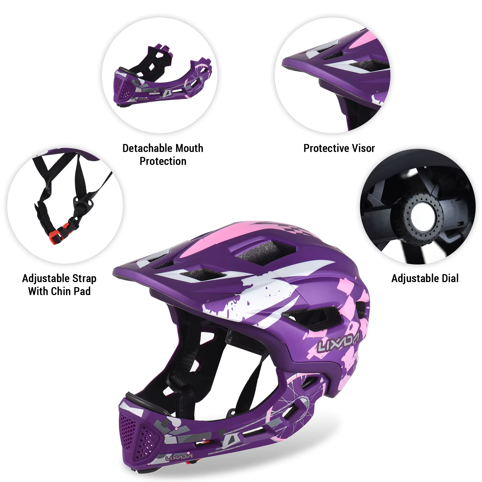 LIXADA Casque de Cycle pour Enfants Casque intégral détachable Casque de Cycle réglable pour Enfants