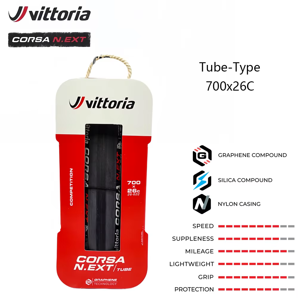 Pneus de vélo de route Vittoria Corsa N.EXT Tube-Type Tubeless, anti-crevaison, pliables, 700x24C/26