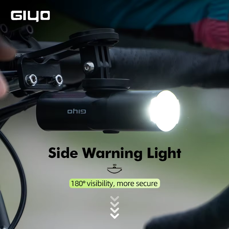 Giyo-Eclairage avant de vélo, lampe de sauna, lentille rotative, charge USB, étanche, antireflet, no