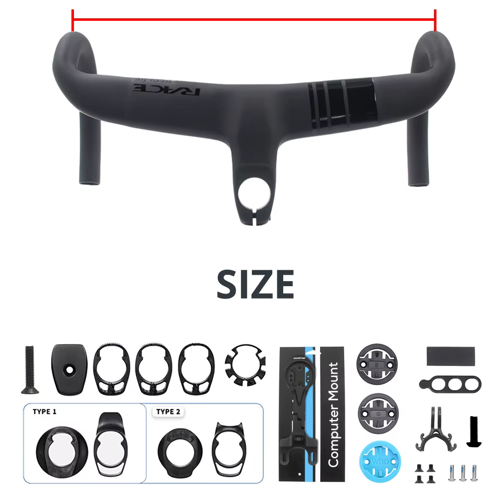 Vélo de route RACE entièrement en carbone, guidon intégré avec câblage interne, Di2, adaptateurs dis