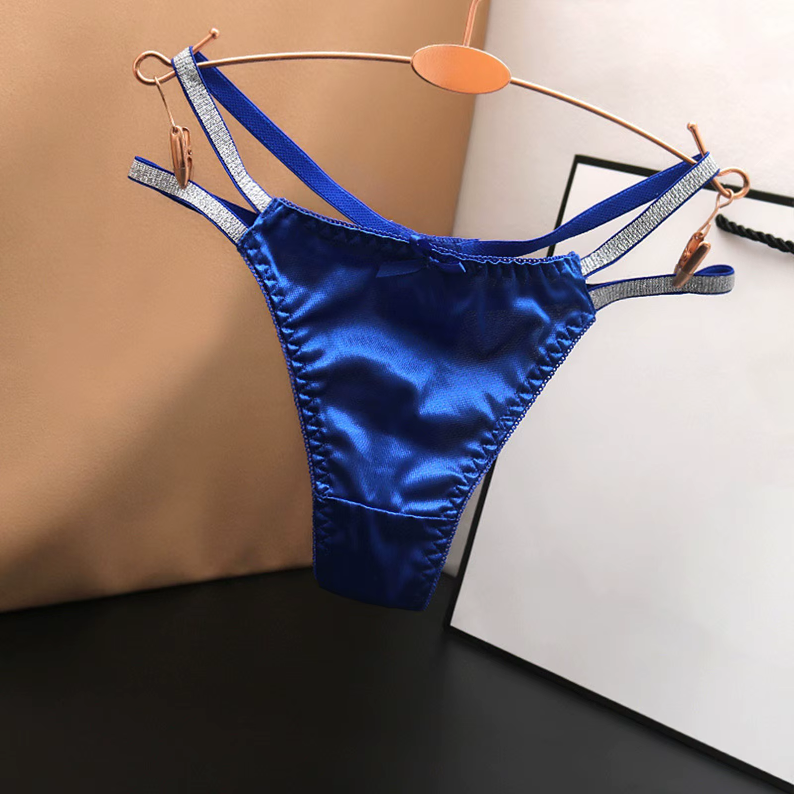 Femmes culottes taille basse slips en satin bretelles fines sous-vêtements de couleur unie Bragas Se