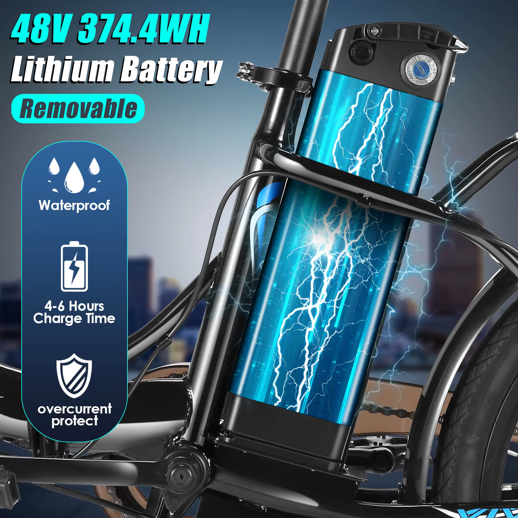 Vélo électrique pliant Step-Through Cruiser, moteur injuste, batterie perfective, système à 7 vitess