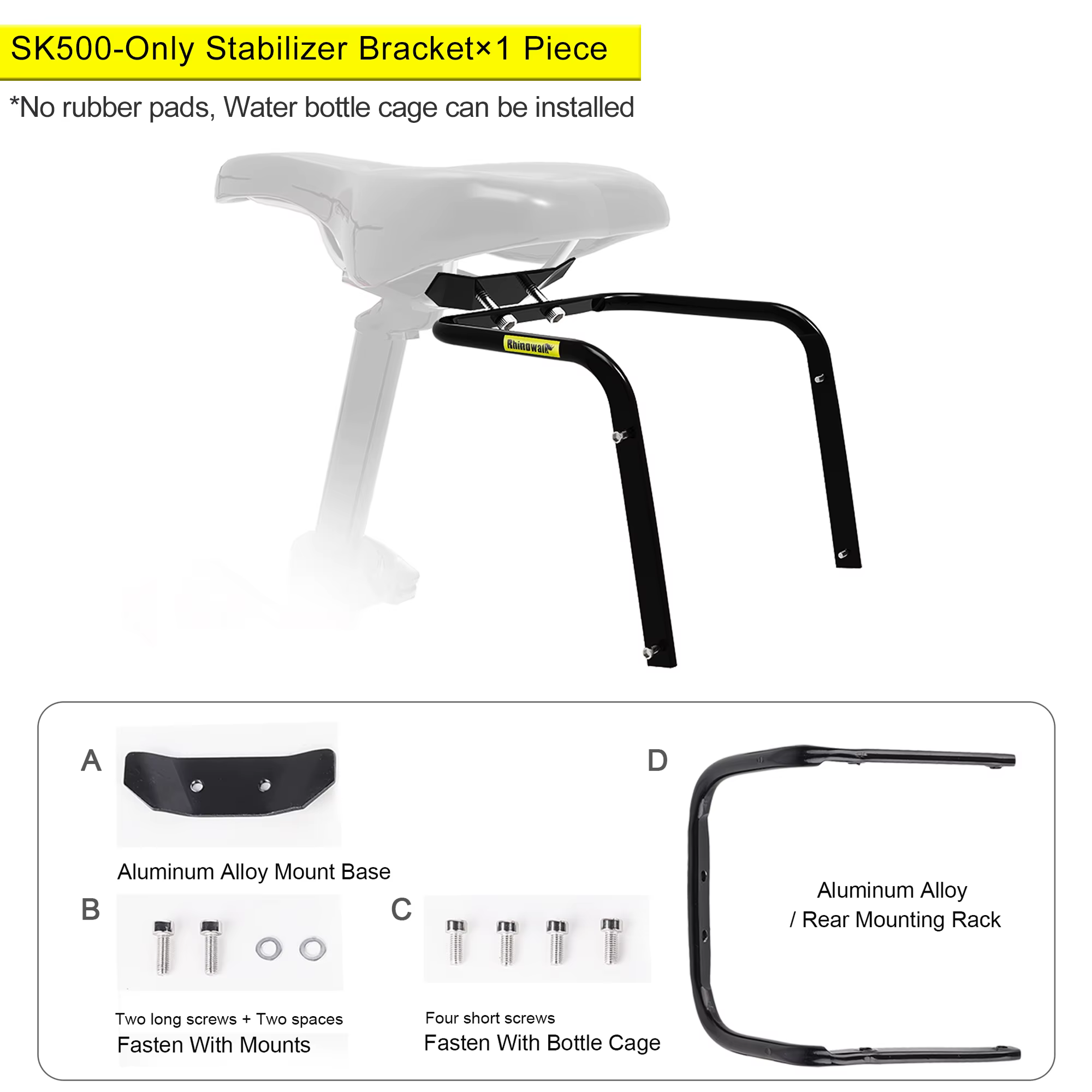 Rhinowalk Support de stabilisateur de selle de vélo Support de montage de siège arrière Support de p