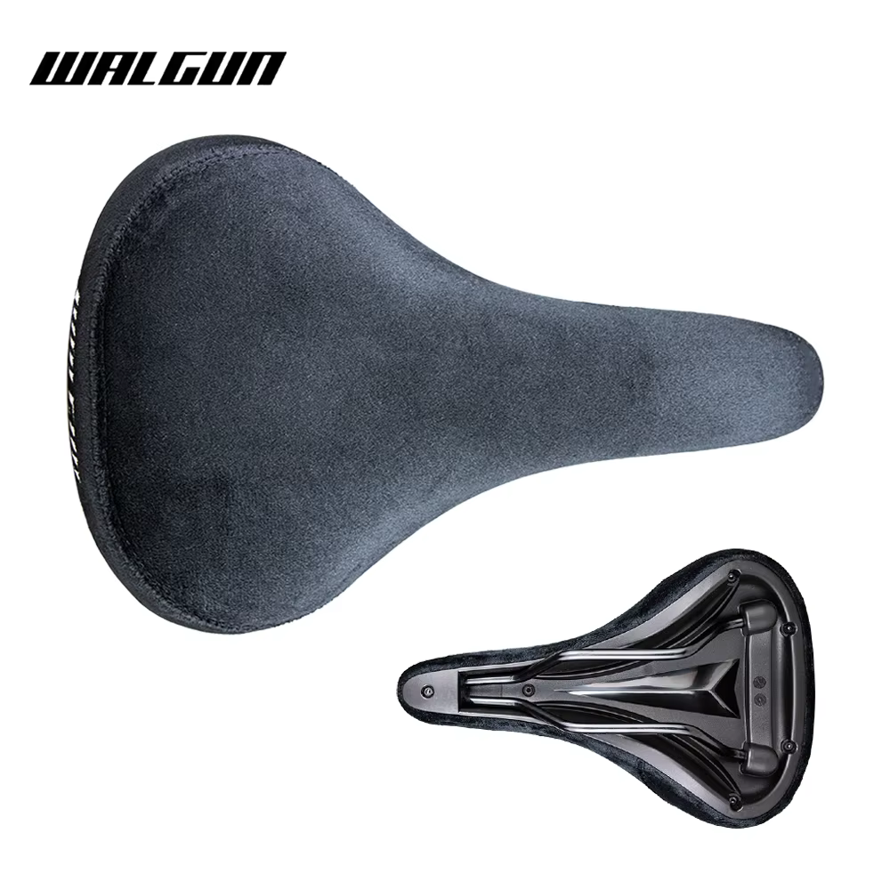 Selle de vélo Walgun BMX rétro, accessoires pour vélo de stunt, selle noire en flanelle avec broderi