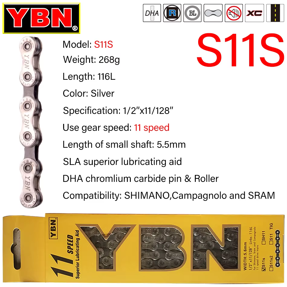 Chaîne de vélo YBN 8/9/10/11/12 vitesses chaîne de vélo de route vtt Compatible avec SRAM SHIMANO ch
